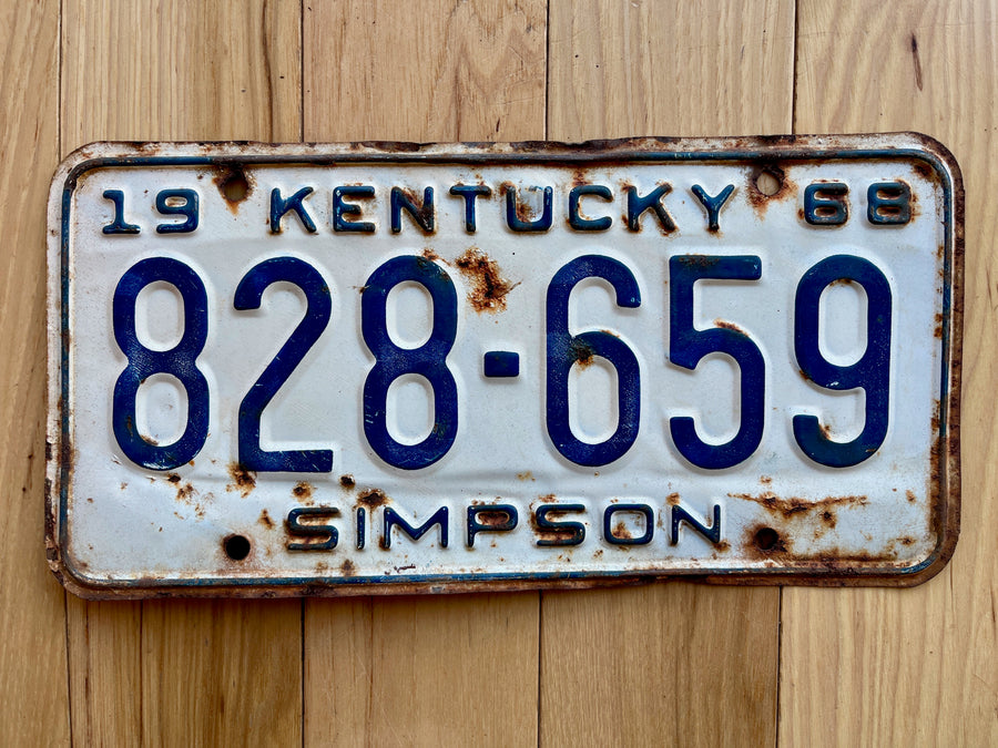 1968 Kentucky Simpson County License Plate
