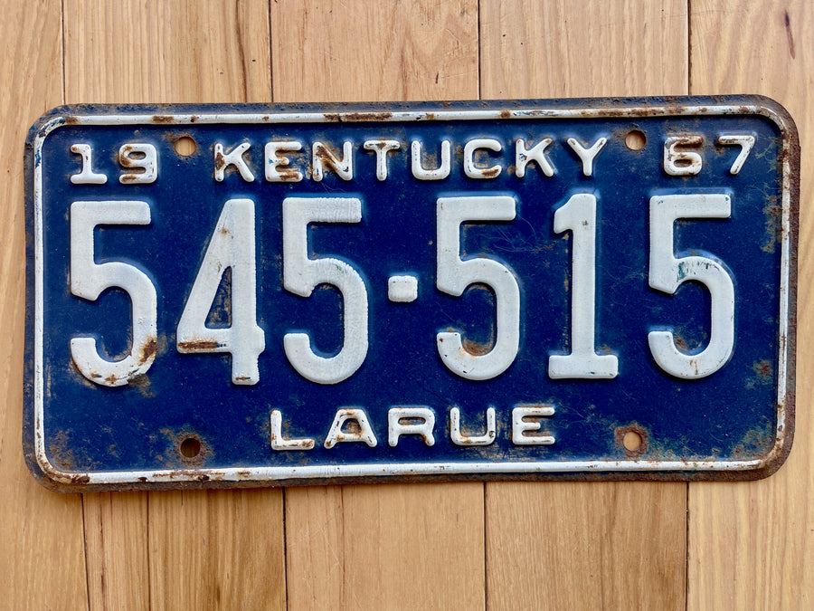 1967 Kentucky Larue County License Plate