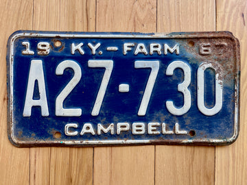 1967 Kentucky Campbell County Farm License Plate