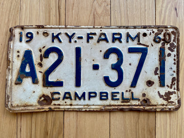 1960 Kentucky Campbell County Farm License Plate