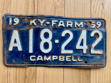 1959 Kentucky Campbell County Farm License Plate
