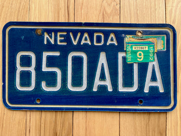 1992 Nevada License Plate