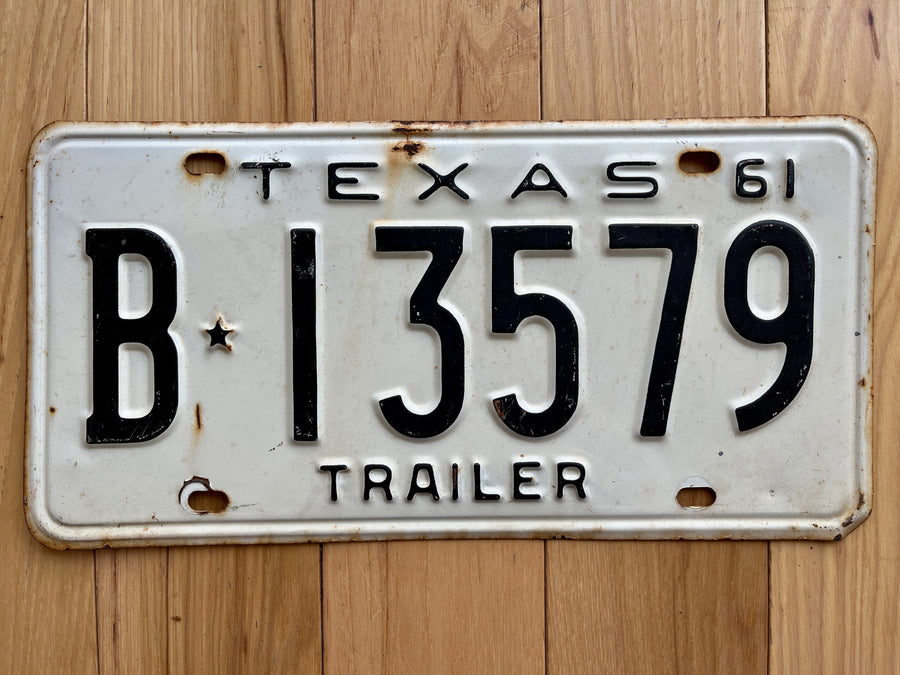 1961 Texas Trailer License Plate