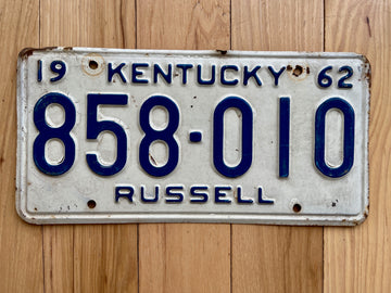 1962 Kentucky Russell County License Plate