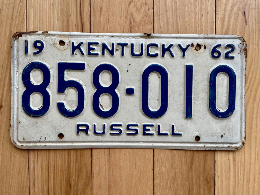 1962 Kentucky Russell County License Plate