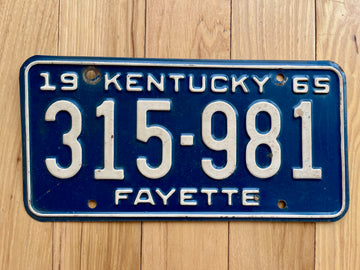 1965 Kentucky Fayette County License Plate