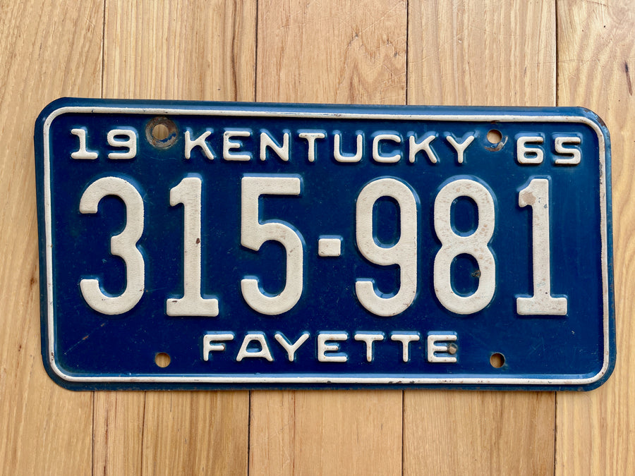 1965 Kentucky Fayette County License Plate