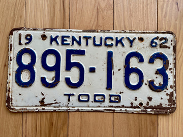 1962 Kentucky Todd County License Plate