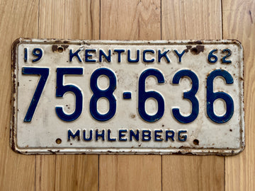 1962 Kentucky Muhlenberg County License Plate