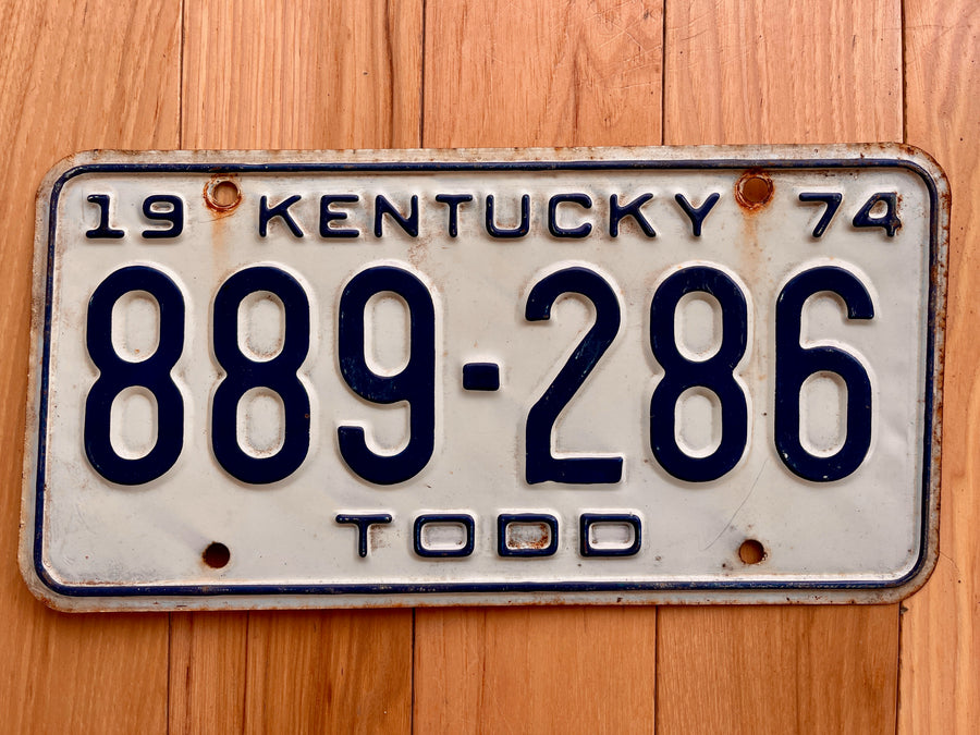 1974 Kentucky Todd County License Plate