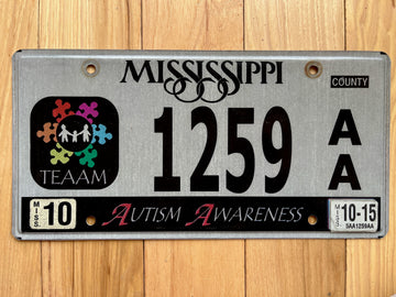 2015 Mississippi Autism Awareness License Plate