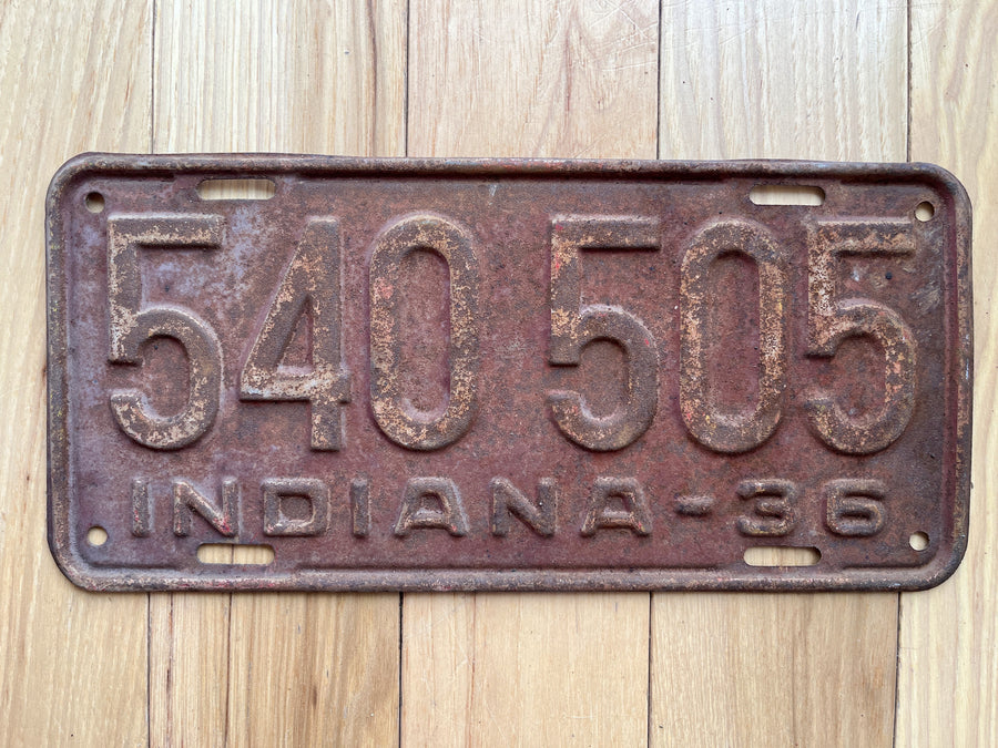 1936 Indiana License Plate