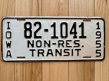 1955 Iowa Non-Resident Transit License Plate