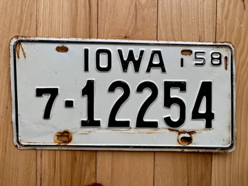 1958 Iowa License Plate
