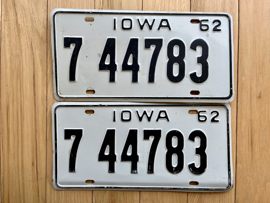 1962 Pair of Iowa License Plates