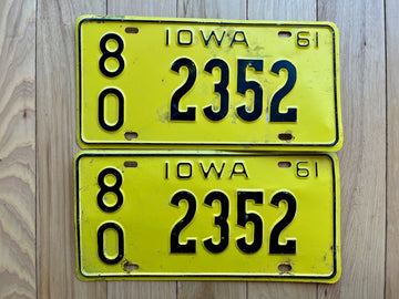 1961 Pair of Iowa License Plates