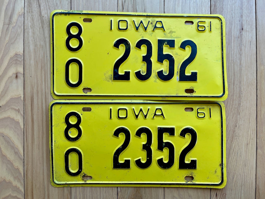 1961 Pair of Iowa License Plates