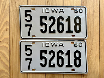 1960 Pair of Iowa License Plates