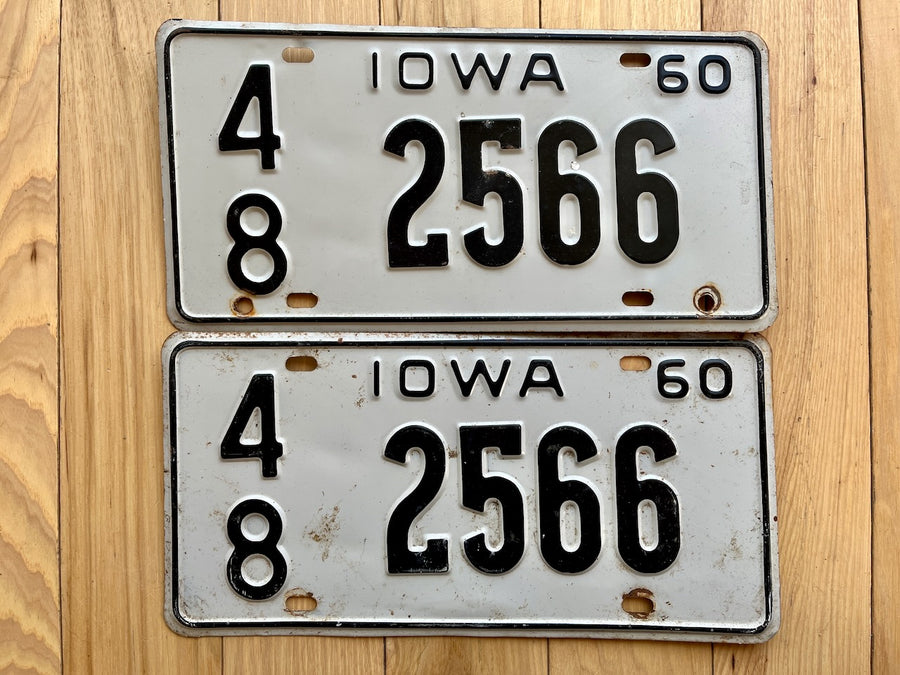 1960 Pair of Iowa License Plates