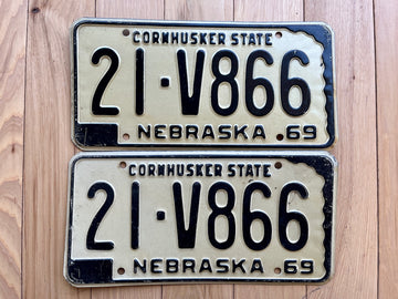 1969 Pair of Nebraska License Plates