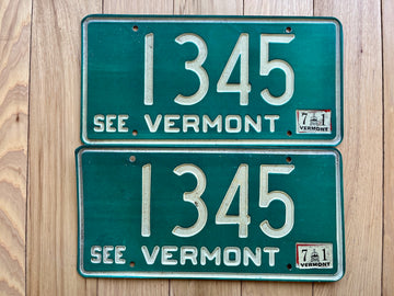 1971 Pair of Vermont License Plates