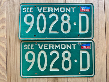 1976 Pair of Vermont License Plates