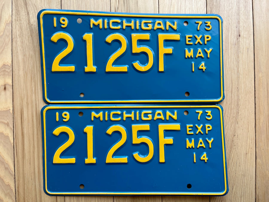 1973 Pair Of Michigan License Plates