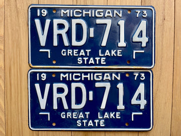 1973 Pair Of Michigan License Plates