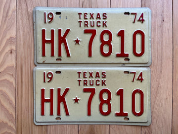 1974 Pair of Texas Truck License Plates