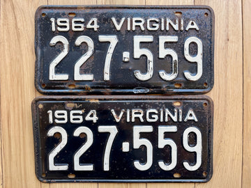 1964 Pair of Virginia License Plates