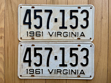 1961 Pair of Virginia License Plates