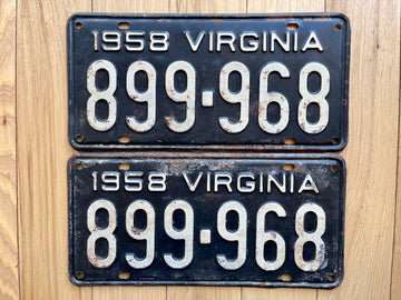 1958 Pair of Virginia License Plates