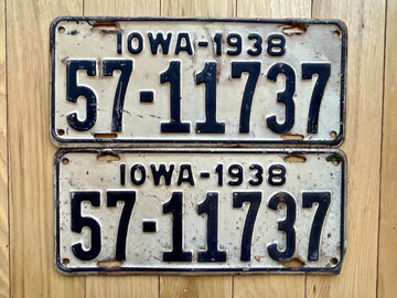 1938 Pair of Iowa License Plates