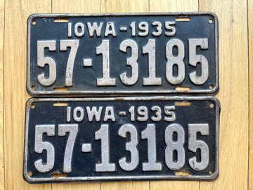 1935 Pair of Iowa License Plates