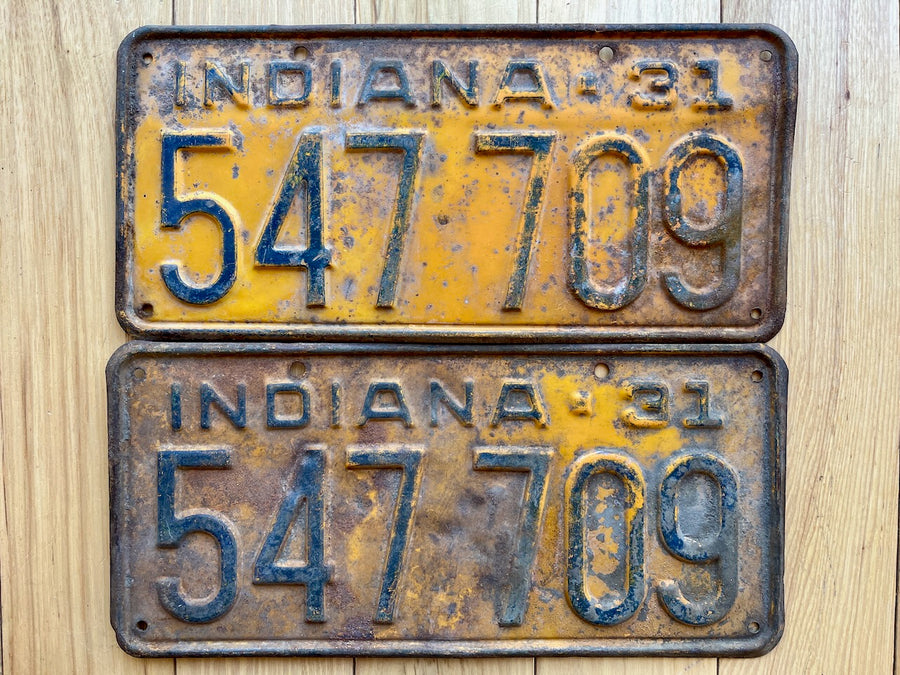 1931 Pair of Indiana License Plates
