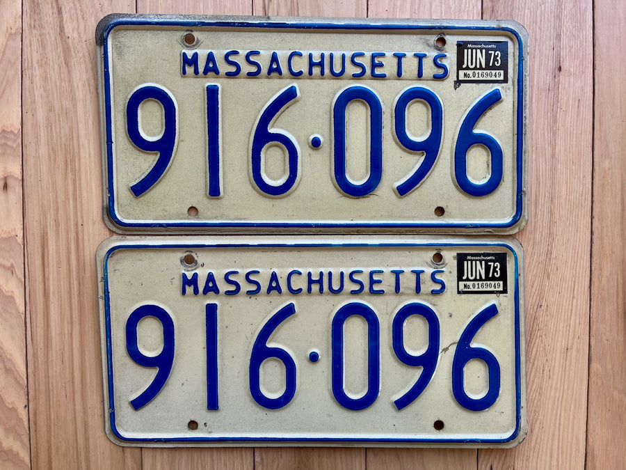 1973 Pair of Massachusetts License Plates