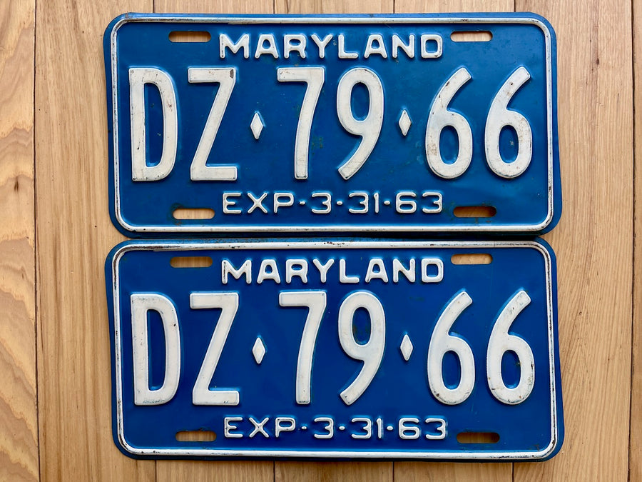 1963 Pair of Maryland License Plates