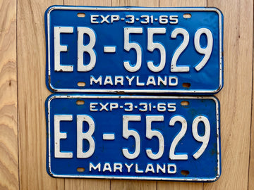 1965 Pair of Maryland License Plates