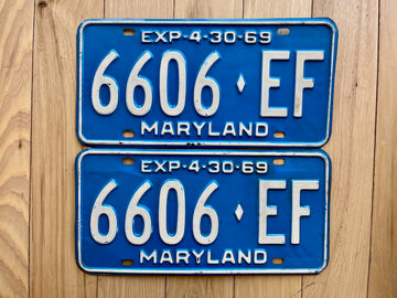 1969 Pair of Maryland License Plates