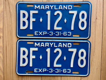 1963 Pair of Maryland License Plates