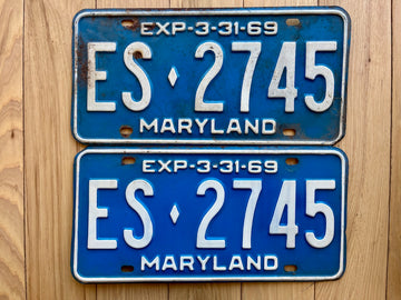 1969 Pair of Maryland License Plates