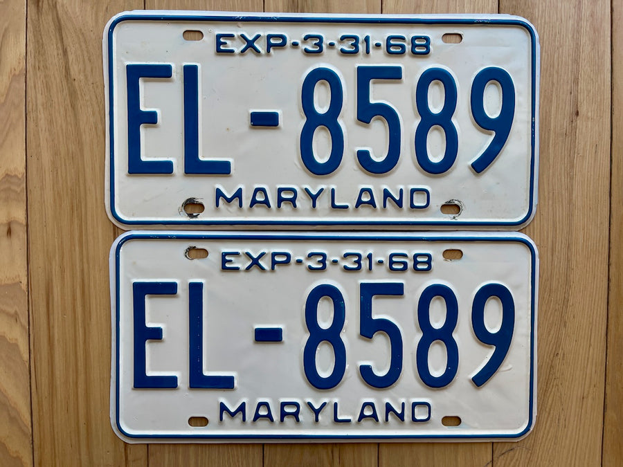 1968 Pair of Maryland License Plates