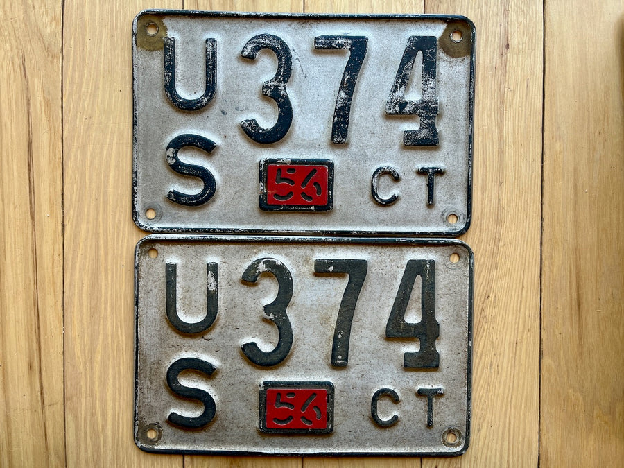 1956 Pair of Connecticut License Plates