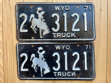 1971 Pair of Wyoming Truck License Plates