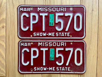 1984 Pair of Missouri License Plates