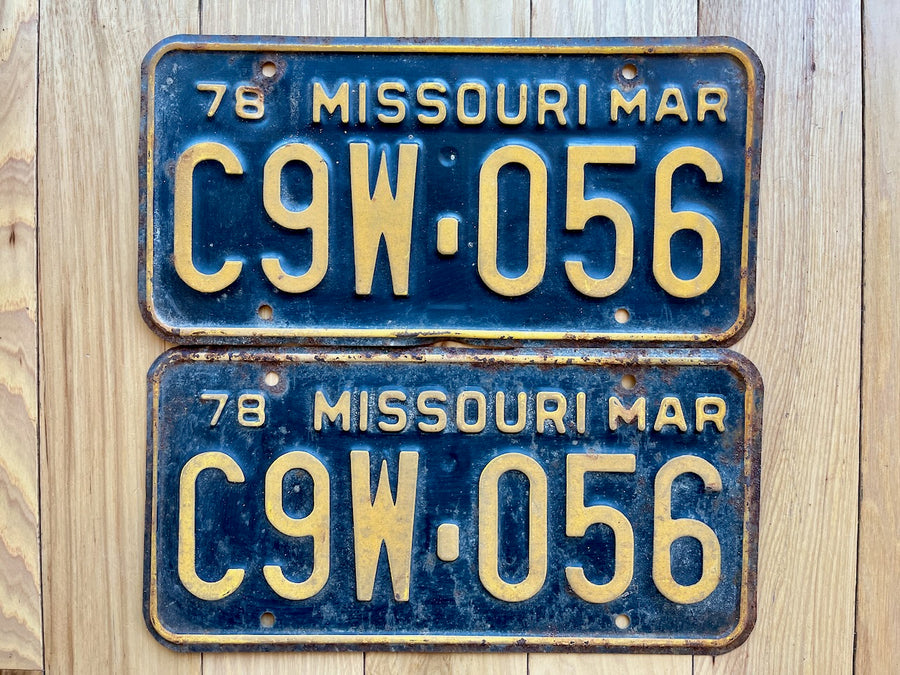 1978 Pair of Missouri License Plates