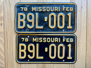 1978 Pair of Missouri License Plates
