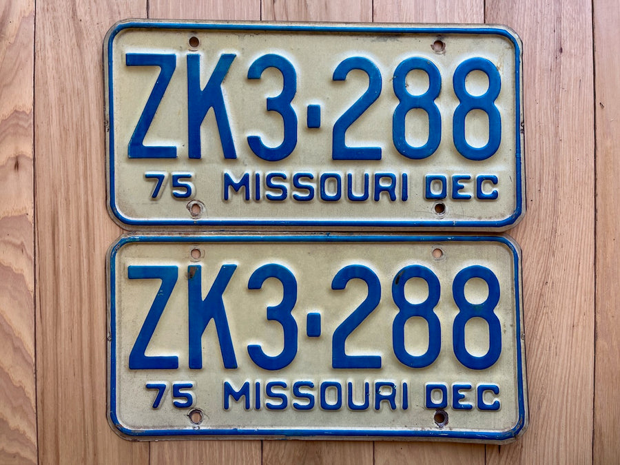 1975 Pair of Missouri License Plates