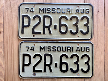 1974 Pair of Missouri License Plates