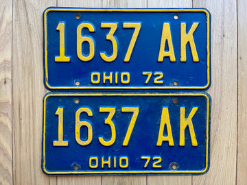 1972 Pair of Ohio License Plates